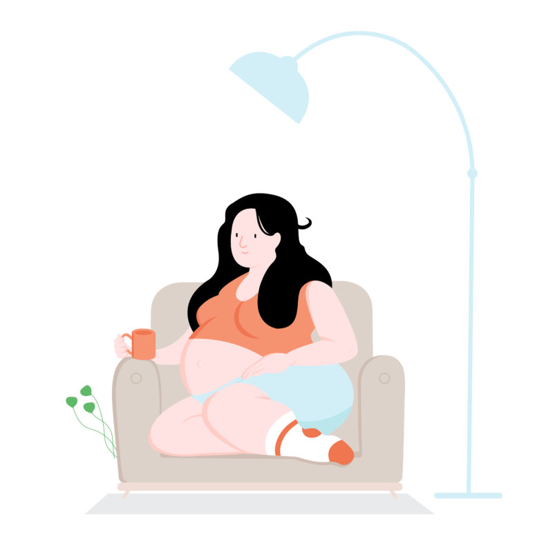 ソファーに座る妊娠 ちょっぴり個性的な商用ok無料イラスト素材 The Drawers